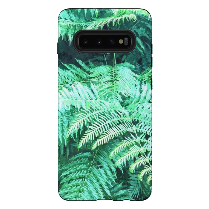Galaxy S10 plus StrongFit Fern Tropical Leaves by Alemi