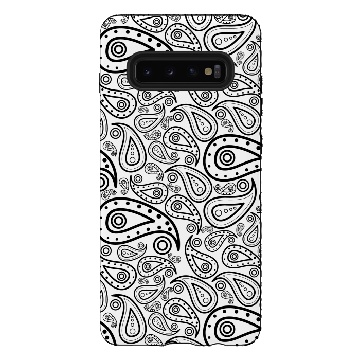 Galaxy S10 plus StrongFit black and white paisley by TMSarts