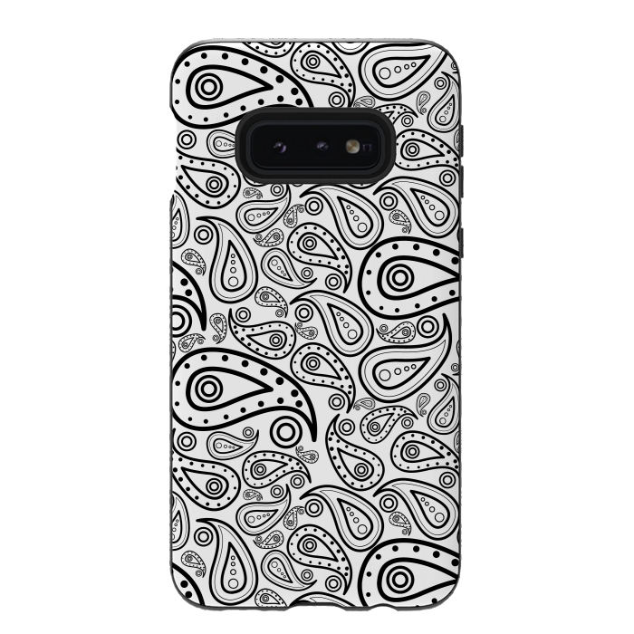 Galaxy S10e StrongFit black and white paisley by TMSarts