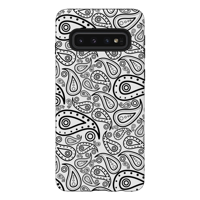Galaxy S10 StrongFit black and white paisley by TMSarts