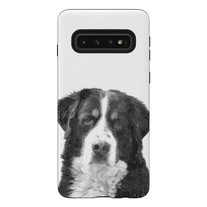 Galaxy S10 StrongFit Black and White Bernese Mountain by Alemi