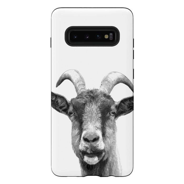Galaxy S10 plus StrongFit Black and White Goat Portrait by Alemi