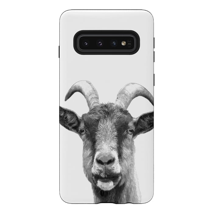 Galaxy S10 StrongFit Black and White Goat Portrait by Alemi