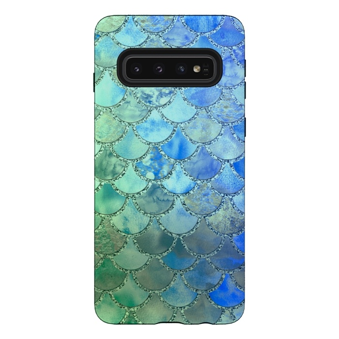 Galaxy S10 StrongFit Ocean green and blue Mermaid Scales by  Utart
