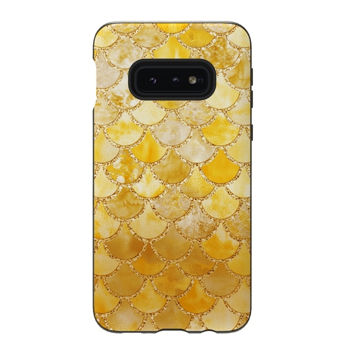 Galaxy S10e StrongFit Gold Watercolor Mermaid Scales by  Utart