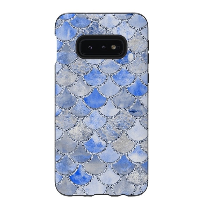 Galaxy S10e StrongFit Blue and Silver Mermaid Scales by  Utart