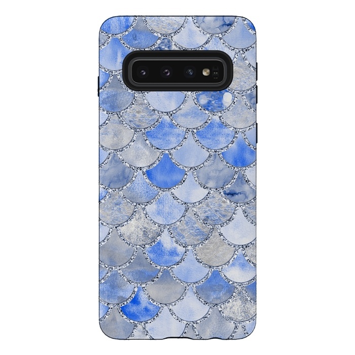 Galaxy S10 StrongFit Blue and Silver Mermaid Scales by  Utart