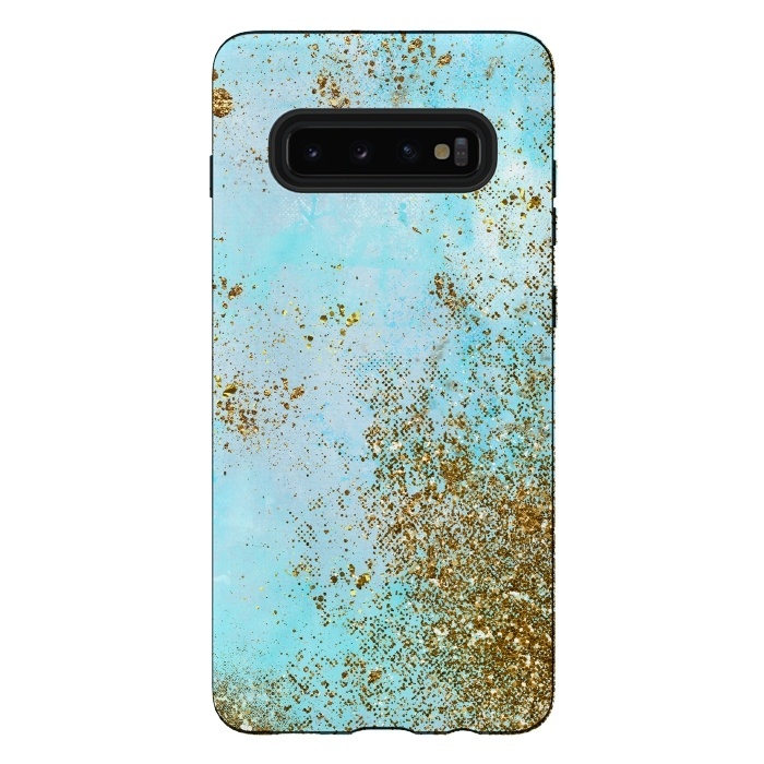 Galaxy S10 plus StrongFit Gold and Teal Mermaid Glitter Foam by  Utart
