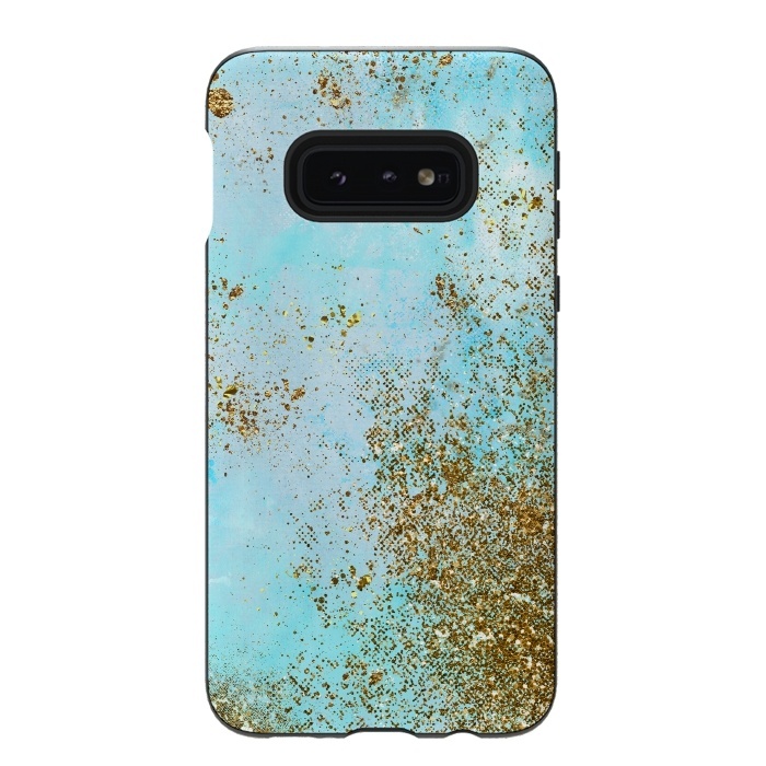 Galaxy S10e StrongFit Gold and Teal Mermaid Glitter Foam by  Utart