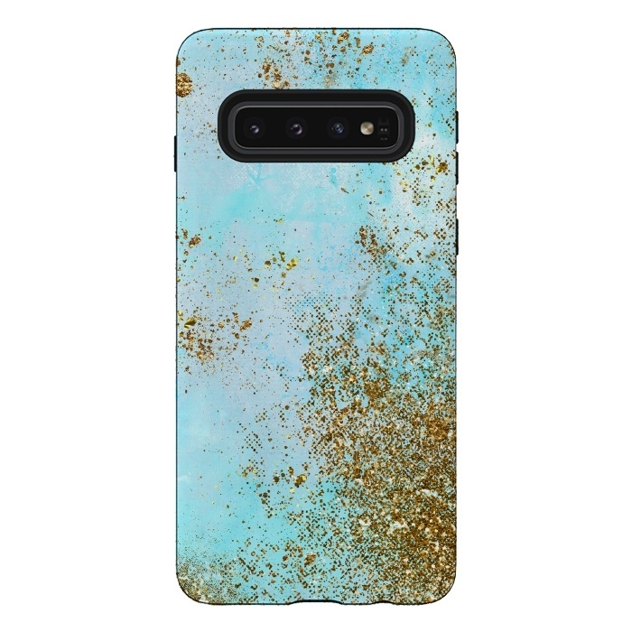 Galaxy S10 StrongFit Gold and Teal Mermaid Glitter Foam by  Utart