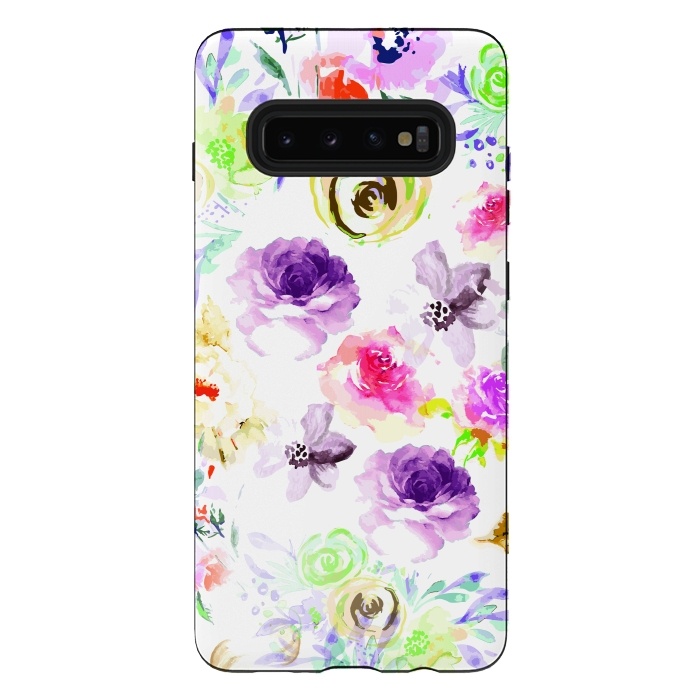 Galaxy S10 plus StrongFit Different Watercolor Roses by Bledi