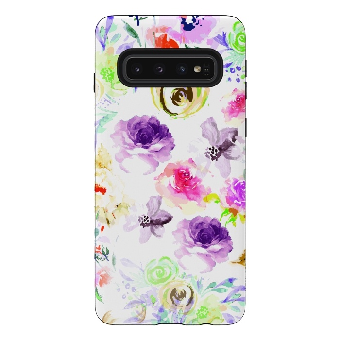 Galaxy S10 StrongFit Different Watercolor Roses by Bledi