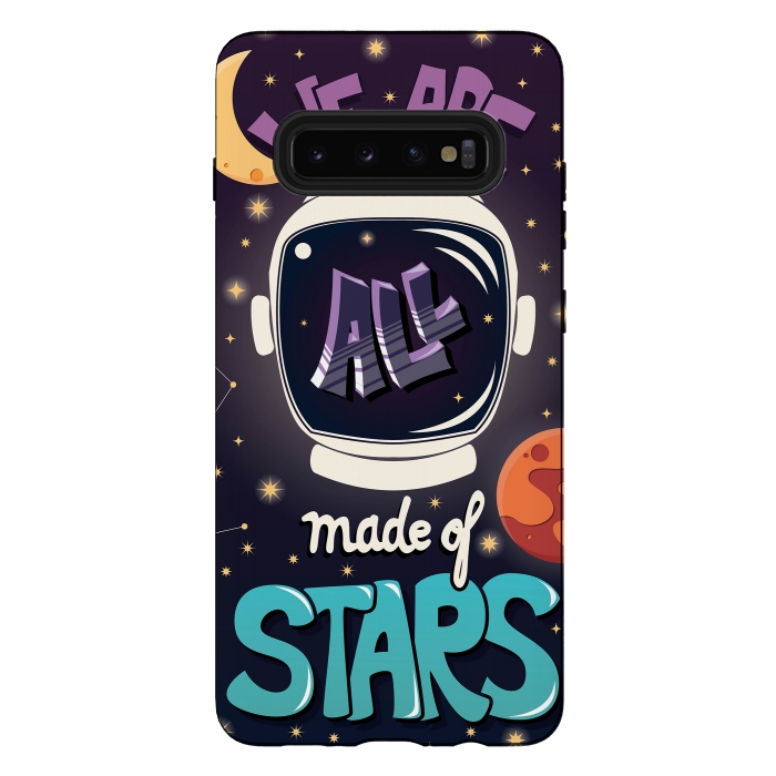 Galaxy S10 plus StrongFit We are all made of stars, typography modern poster design with astronaut helmet and night sky by Jelena Obradovic