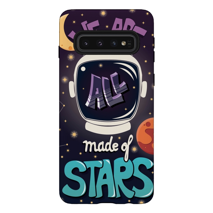 Galaxy S10 StrongFit We are all made of stars, typography modern poster design with astronaut helmet and night sky by Jelena Obradovic