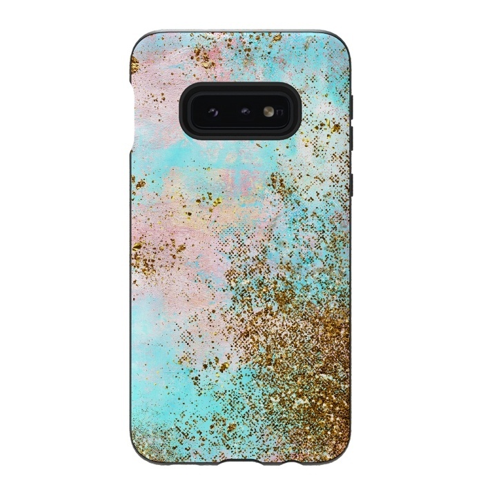 Galaxy S10e StrongFit Pink and Teal and Gold Mermaid Glitter Seafoam by  Utart