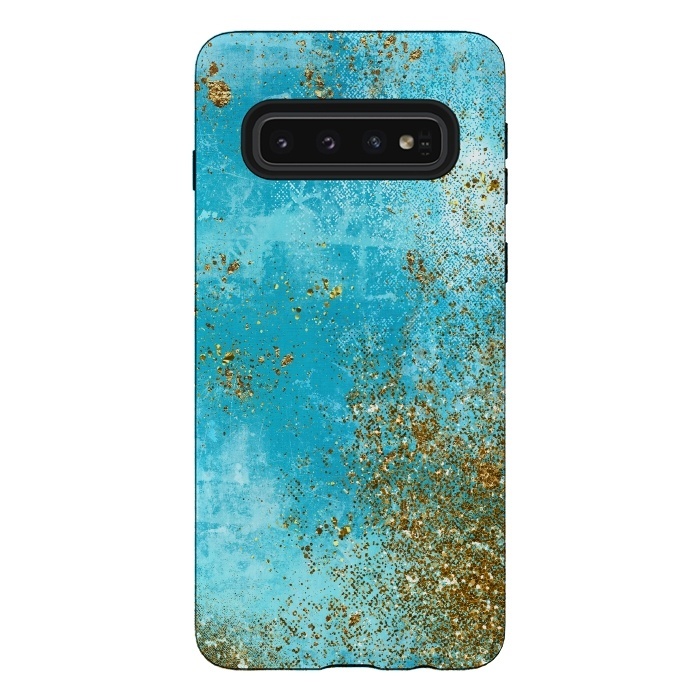Galaxy S10 StrongFit Teal and Gold Mermaid Ocean Seafoam by  Utart