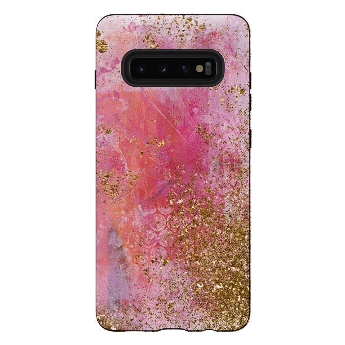 Galaxy S10 plus StrongFit Pink and Gold Mermaid Glitter Seafoam by  Utart