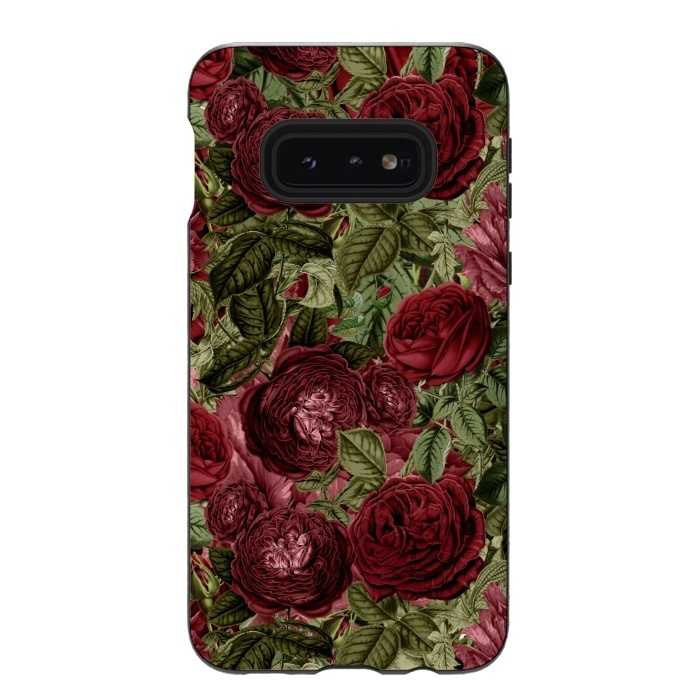 Galaxy S10e StrongFit Victorian Dark Red Vintage Roses by  Utart