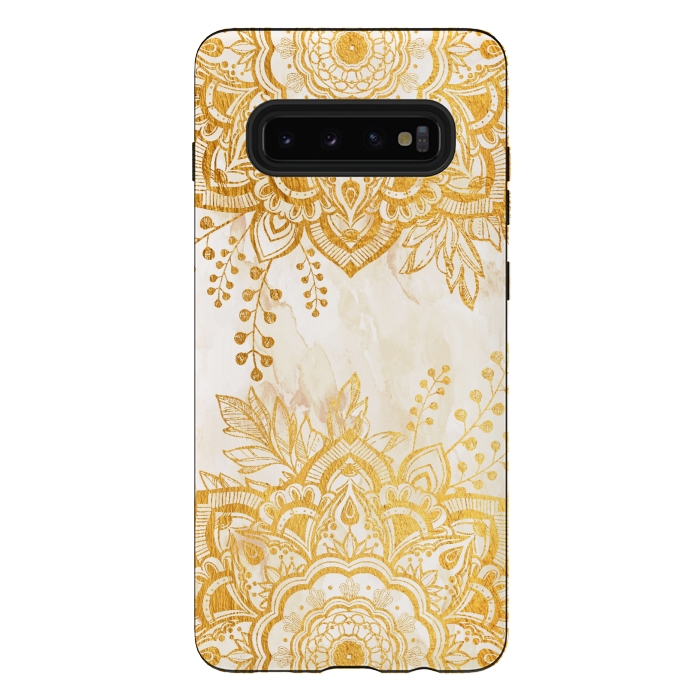 Galaxy S10 plus StrongFit Queen Starring of Mandala-Gold Sunflower II by ''CVogiatzi.