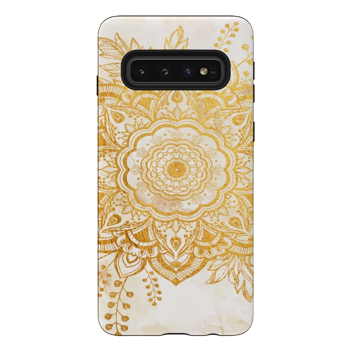 Galaxy S10 StrongFit Queen Starring of Mandala-Gold Sunflower I by ''CVogiatzi.