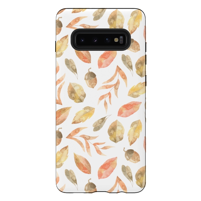 Galaxy S10 plus StrongFit Painted Leaves by Creativeaxle