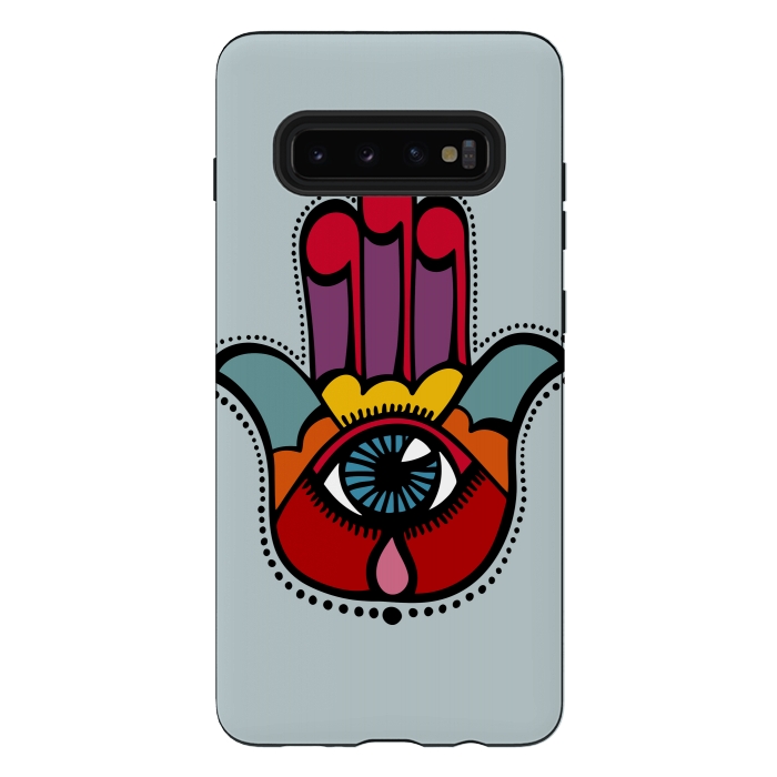 Galaxy S10 plus StrongFit Pop Hamsa over Blue by Majoih