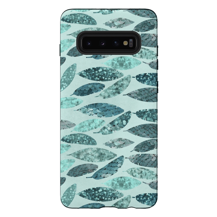 Galaxy S10 plus StrongFit Turquoise Green Mermaid Feathers 2 by Andrea Haase