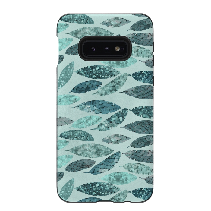 Galaxy S10e StrongFit Turquoise Green Mermaid Feathers 2 by Andrea Haase
