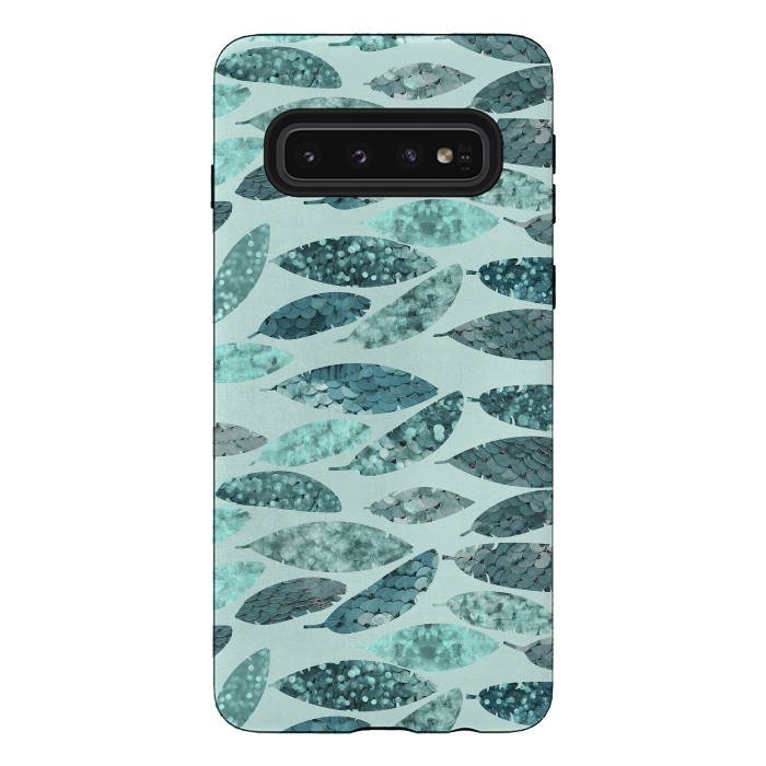 Galaxy S10 StrongFit Turquoise Green Mermaid Feathers 2 by Andrea Haase