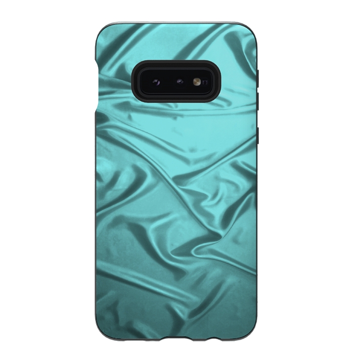 Galaxy S10e StrongFit Shimmering Teal Satin by Andrea Haase