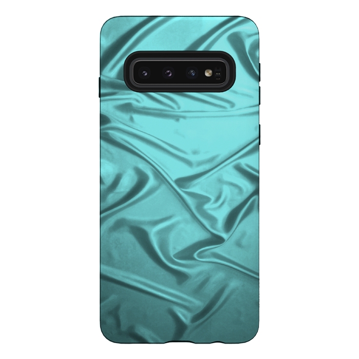Galaxy S10 StrongFit Shimmering Teal Satin by Andrea Haase