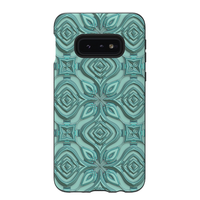 Galaxy S10e StrongFit Elegant Green Turquoise Ornament Pattern by Andrea Haase