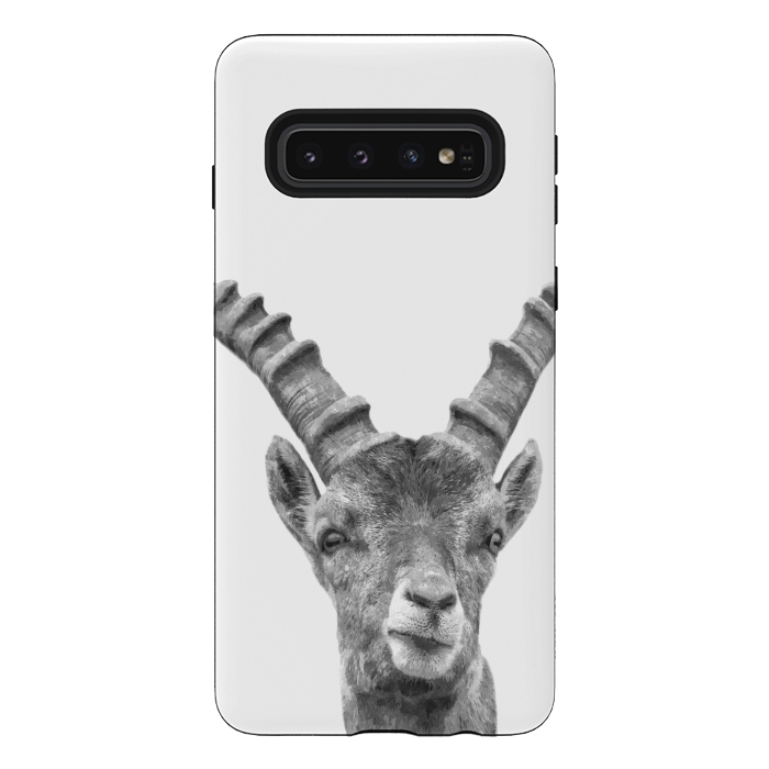Galaxy S10 StrongFit Black and White Capricorn by Alemi