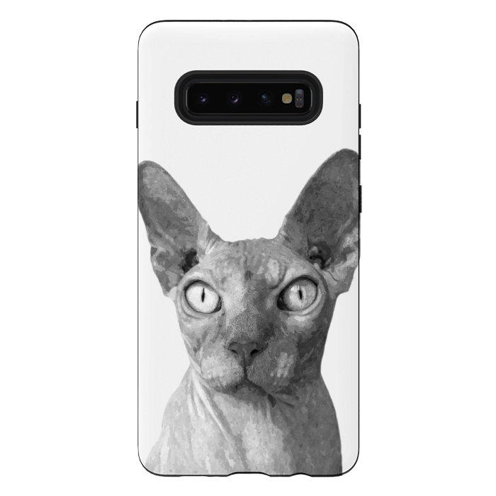 Galaxy S10 plus StrongFit Black and White Sphynx by Alemi
