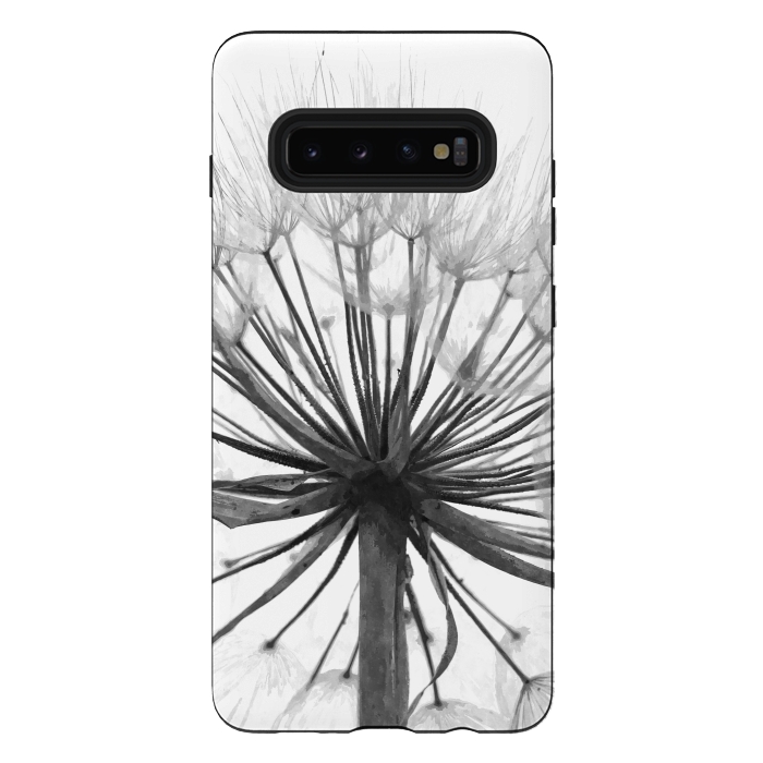 Galaxy S10 plus StrongFit Black and White Dandelion by Alemi