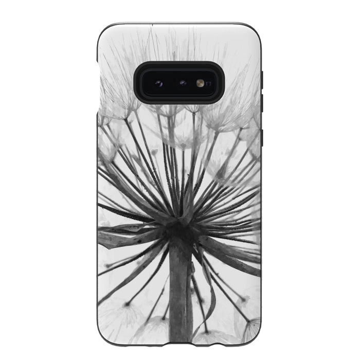 Galaxy S10e StrongFit Black and White Dandelion by Alemi