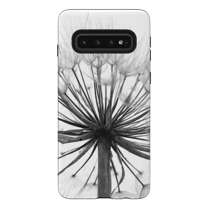 Galaxy S10 StrongFit Black and White Dandelion by Alemi