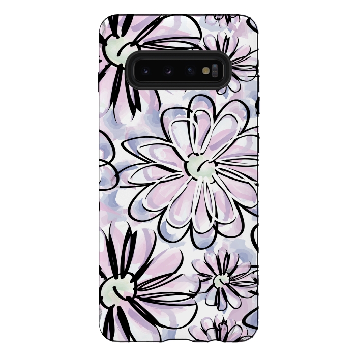 Galaxy S10 plus StrongFit Watercolor flowers by Camila