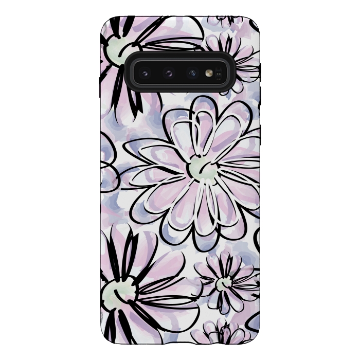 Galaxy S10 StrongFit Watercolor flowers by Camila