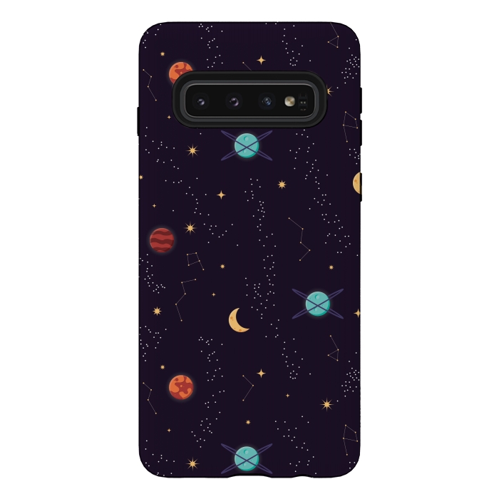 Galaxy S10 StrongFit Universe with planets and stars seamless pattern, cosmos starry night sky, vector illustration by Jelena Obradovic
