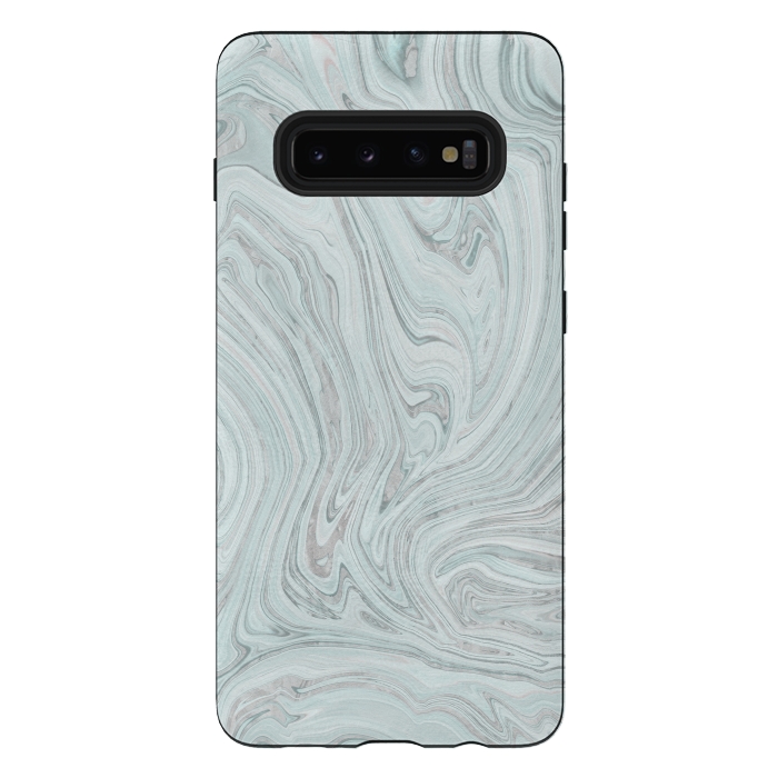 Galaxy S10 plus StrongFit Teal Grey Soft Pastel Marble by Andrea Haase