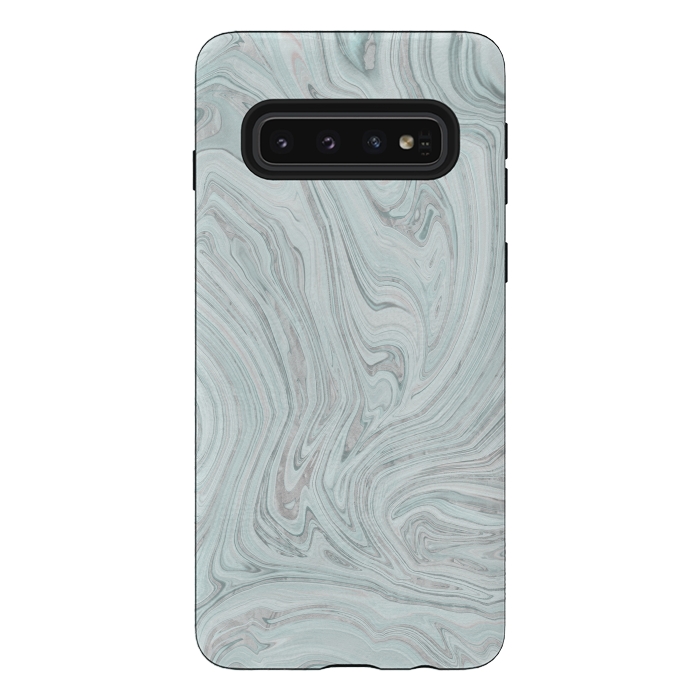 Galaxy S10 StrongFit Teal Grey Soft Pastel Marble by Andrea Haase