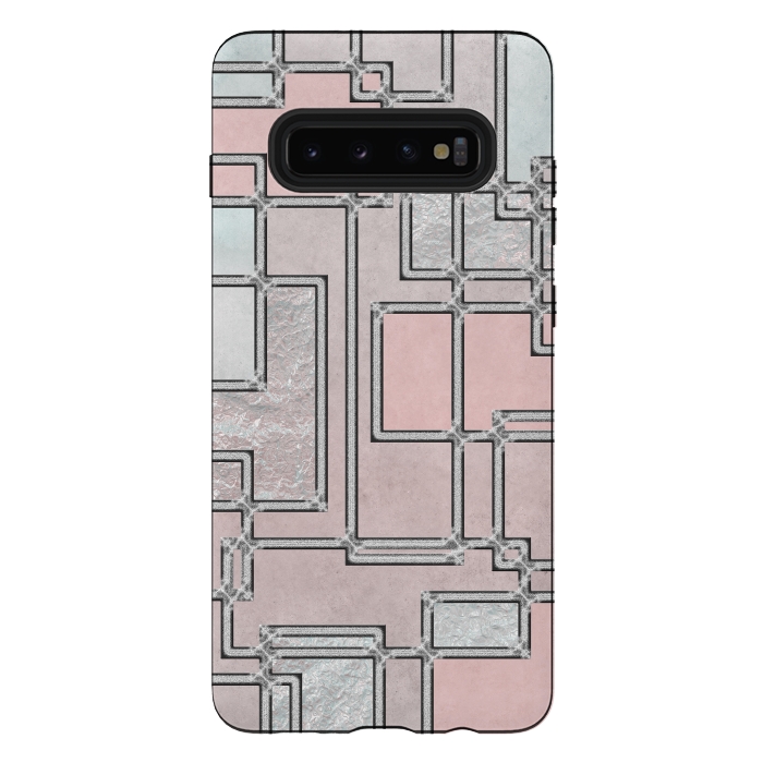 Galaxy S10 plus StrongFit Pink Aqua Cubicals by Andrea Haase