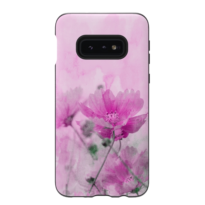 Galaxy S10e StrongFit Pink Cosmea Watercolor Art by Andrea Haase