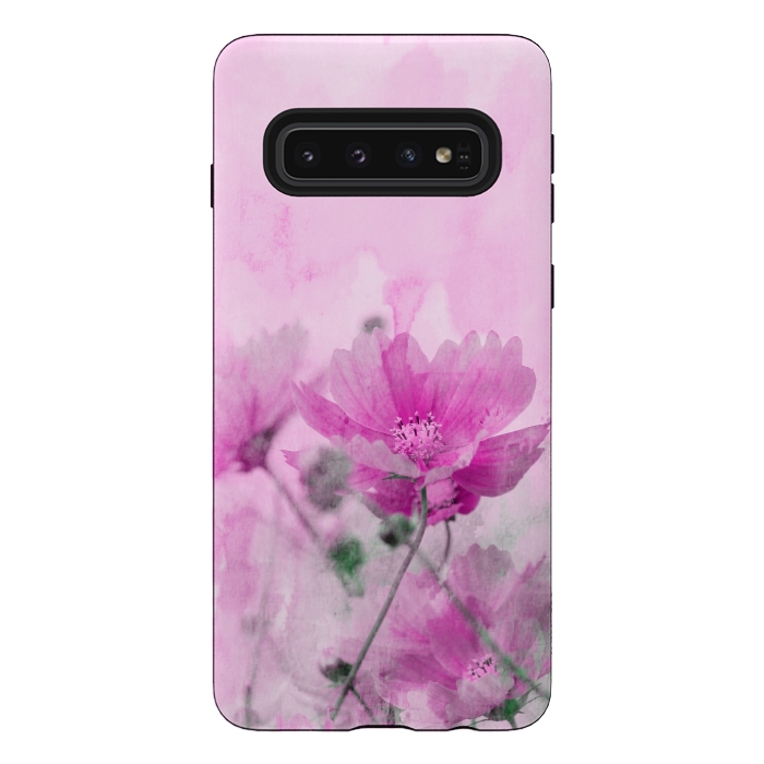 Galaxy S10 StrongFit Pink Cosmea Watercolor Art by Andrea Haase