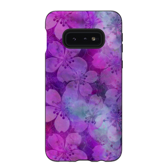 Galaxy S10e StrongFit Purple Watercolor Flower Pattern by Andrea Haase