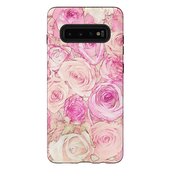 Galaxy S10 plus StrongFit Pastel Rose Pattern by Andrea Haase
