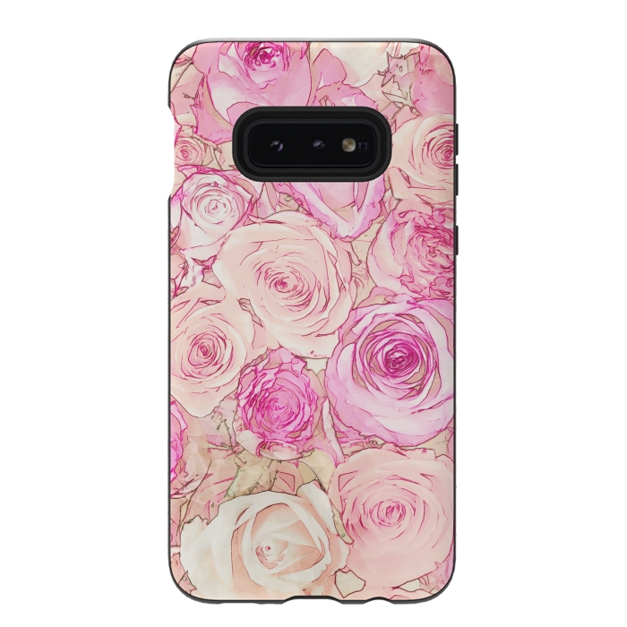 Galaxy S10e StrongFit Pastel Rose Pattern by Andrea Haase