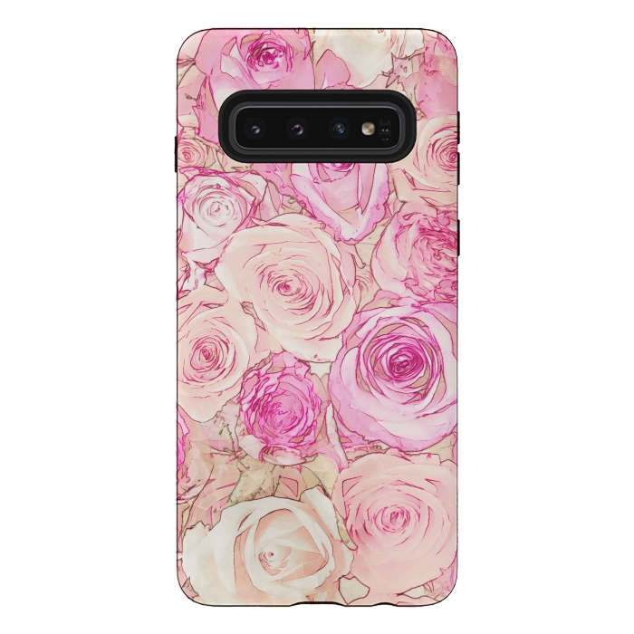 Galaxy S10 StrongFit Pastel Rose Pattern by Andrea Haase