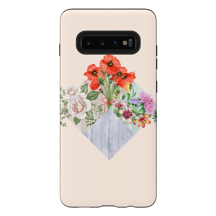 Galaxy S10 plus StrongFit Floral Blocks by Creativeaxle